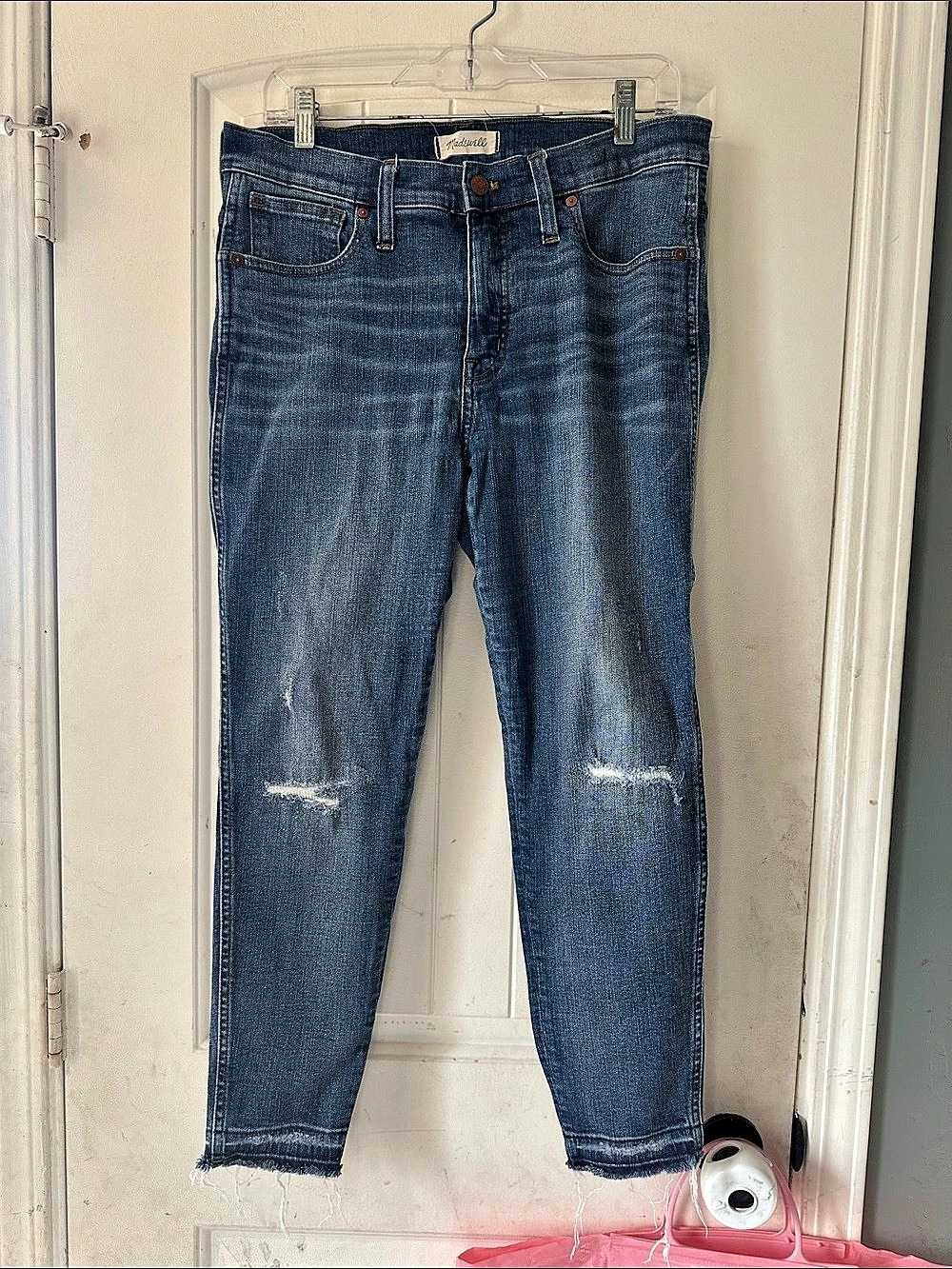 Madewell High-Rise Skinny Distressed Jeans in Blue- 31P